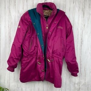 Vintage Descente winter ski jacket maroon and teal